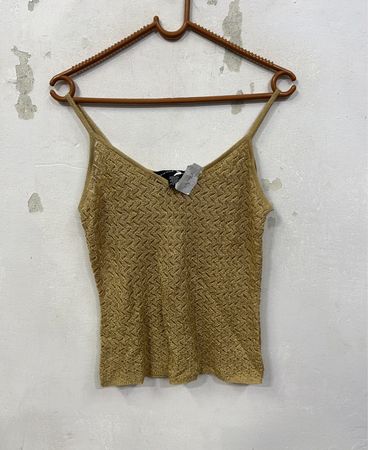 ADRIENNE VITTADINI Gold Strick Spaghetti-Träger Tanktop