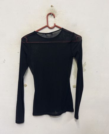 rectangle blanc paris langärmeliges Mesh-Oberteil