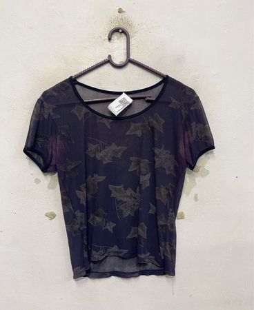 T-Shirt mit durchsichtigem Blattmuster