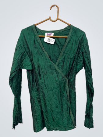 Jojo Green Crinkle Wickel-Top mit langen Ärmeln
