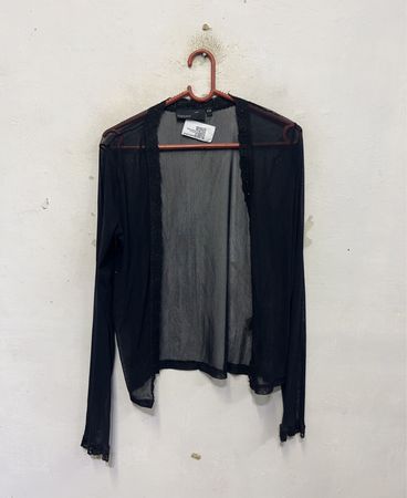KappAhl Black Sheer Lace Trim Cardigan