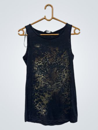 Schwarzes Tanktop mit Leopardenmuster