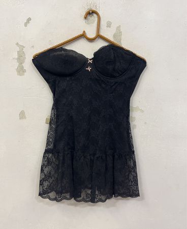 Schwarzes Spitzencorsett-Top