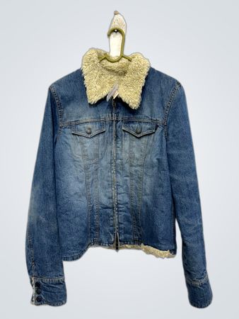 Abercrombie & Fitch Denim Jacket with Sherpa Collar
