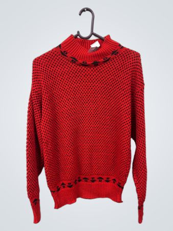 Fashion Avenue Knits Inc. Roter Pullover Hergestellt in den USA.