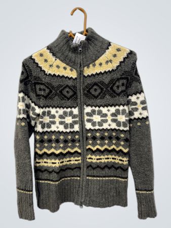 BLUOLTRE Damen Fair-Isle-Reißverschluss-Pullover