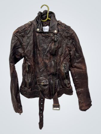 FN Brown Leder-Bikerjacke