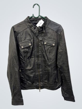 Schwarze Kunstlederjacke
