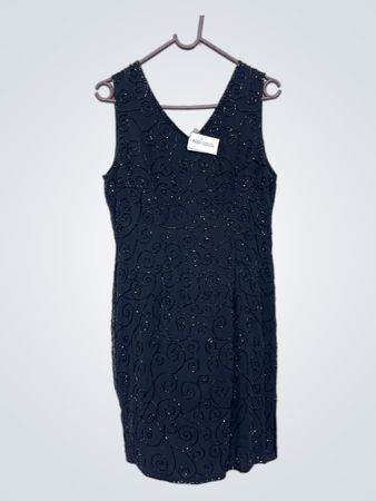 Designer Basics Perlenverzierte V‑Ausschnitt Mini-Kleid