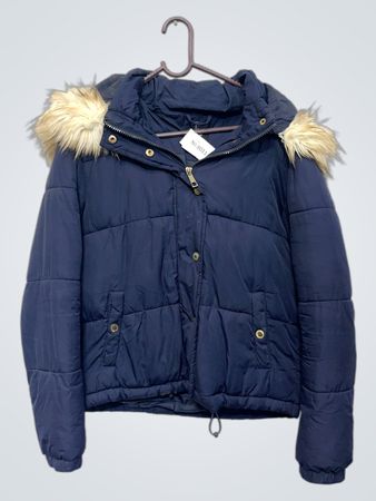 Atmosphere Damen Steppjacke in Marineblau mit Fellkapuze
