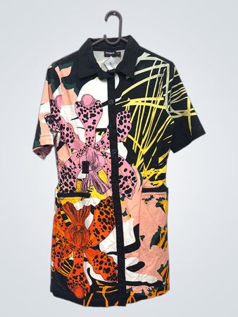 Desigual Kurzarm-Hemdkleid mit Knopfleiste