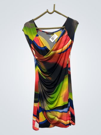 Esperance Paris gerafftes Kleid mit abstraktem Print