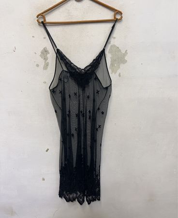 Schwarzes Spitzen‑Slipkleid