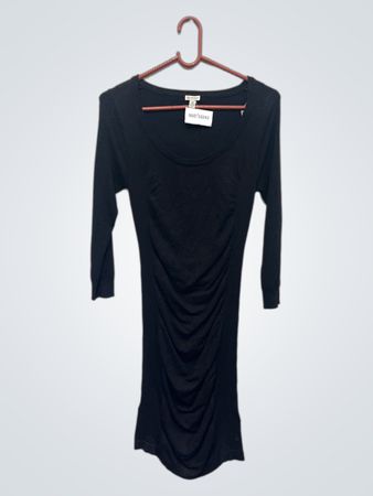 Guess Schwarzes gerafftes Langarmkleid