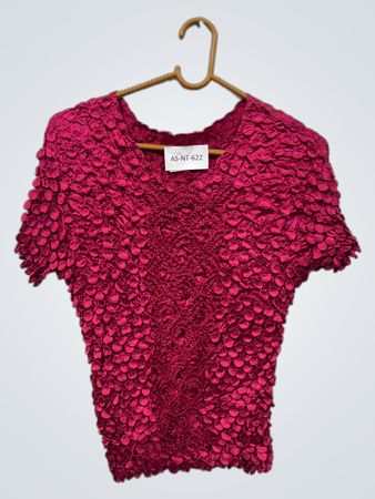 Rosa strukturiertes Kurzarm-Oberteil
