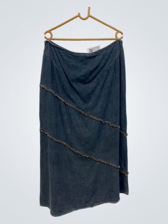Denim-Maxirock mit Rüschensaum