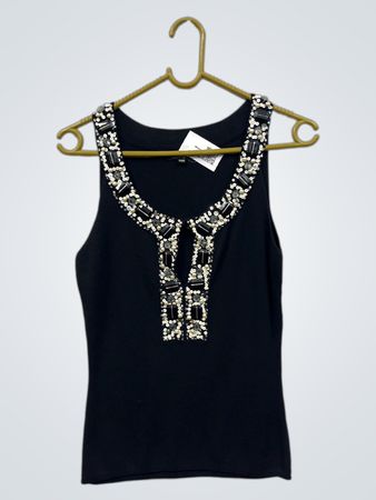 Schwarzes verziertes Tanktop