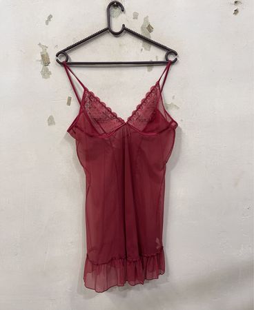 Transparentes Babydoll mit Spitzenbesatz