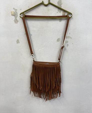 Brown Fringed Shoulder Bag