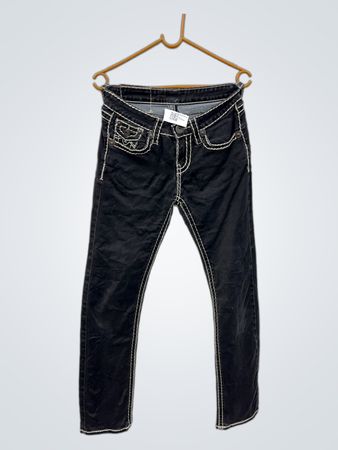 True Religion schwarze Jeans mit weißer Naht