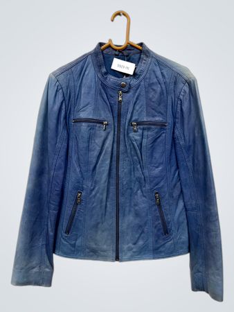 David Moore New York blaue Lederjacke