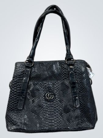 Schwarze geprägte Handtasche