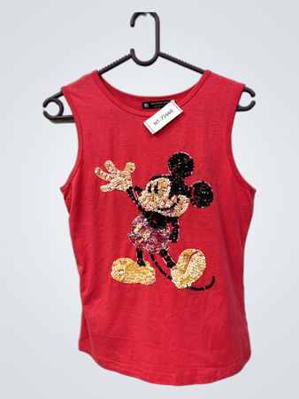 Rotes Mickey-Mouse-Pailletten-Top