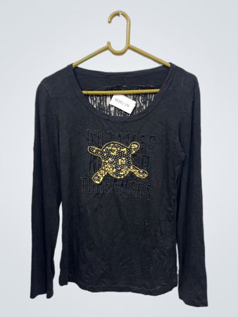 Schwarzes Langarmshirt mit „DREAMER MAKER“ und Schildkrötenmotiv