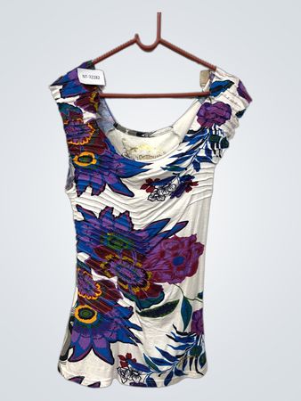 Desigual Weißes Oberteil mit Blumenmuster und Raffung