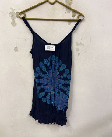 Desigual Navy Blue Graphic Print Cami Top