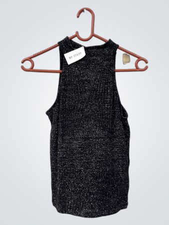 Schwarzes ärmelloses Glitzer-Strickoberteil
