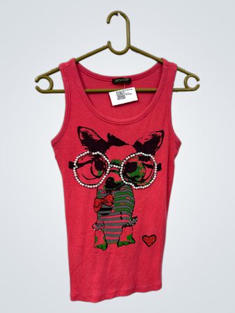 AWSARE Pink Tank Top mit Hundegrafik
