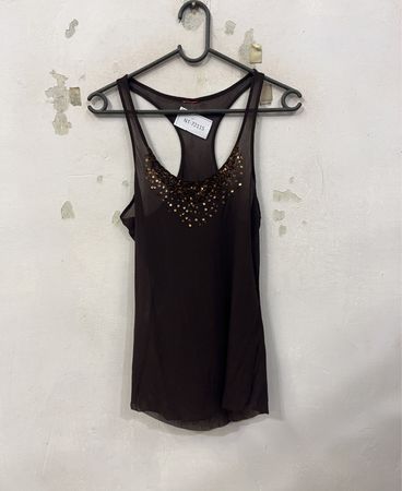 Braunes Tanktop mit Pailletten