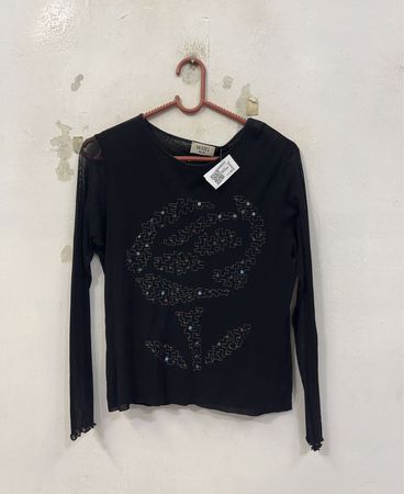 WEILL Schwarzes Langarmshirt mit Verzierungen