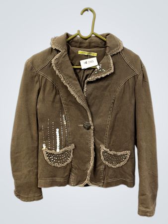 OUTAN Damenjacke in Braun mit Paillettenverzierung