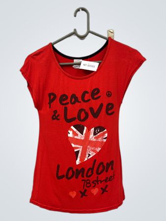 Rotes T-Shirt Peace & Love London 78 Street