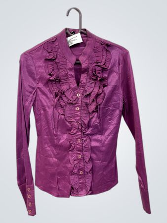 Lila Rüschige Bluse