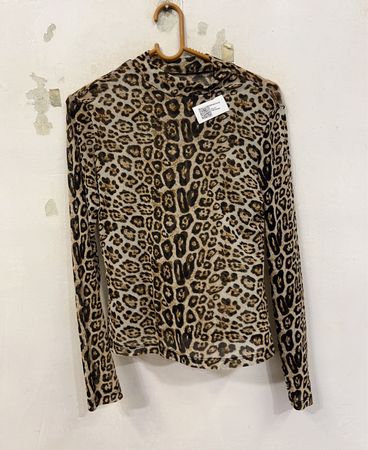 Leoprint-Mesh-Rollkragen-Top NT-49907