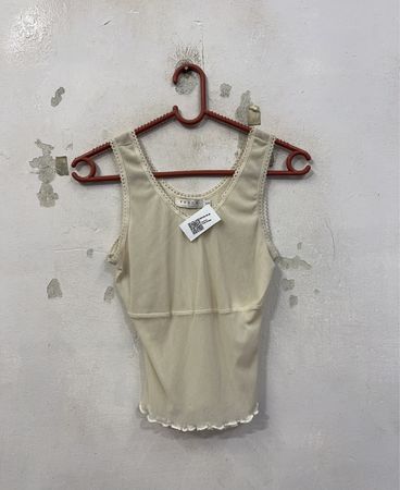 FOLIA Cream Tanktop mit Spitzensaum