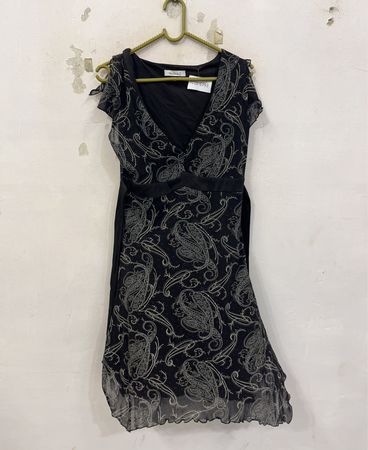 Yessica Black Paisley Print Kleid