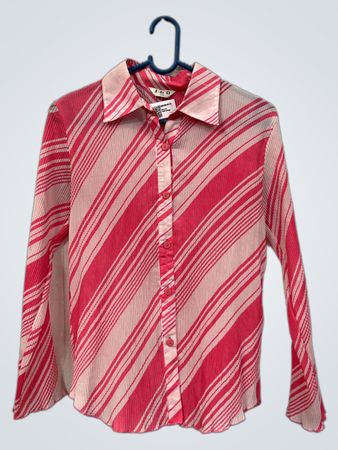J & D Pink gestreiftes Langarmhemd