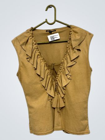 Logo Femme ärmelloses Top mit Rüschen und V-Ausschnitt