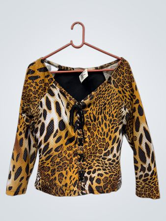 Flash Jeans Leopardenmuster Schnür-Top