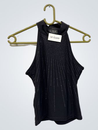 LiLi PARIS Schwarzes verziertes ärmelloses Top