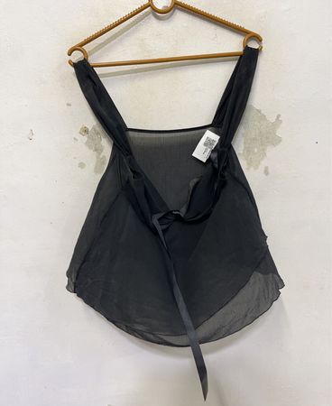 Schwarzes durchsichtiges Tanktop mit Bindendetail