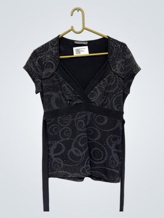 Cassis Collection Schwarzes glitzerndes Top