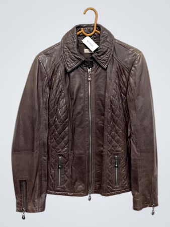 MYBC braune gesteppte Lederjacke