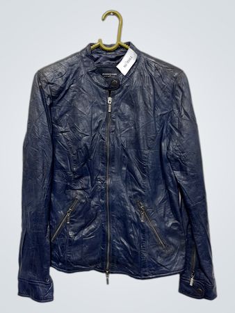 Manguun Collection ブルー フェイクレザー ジャケット