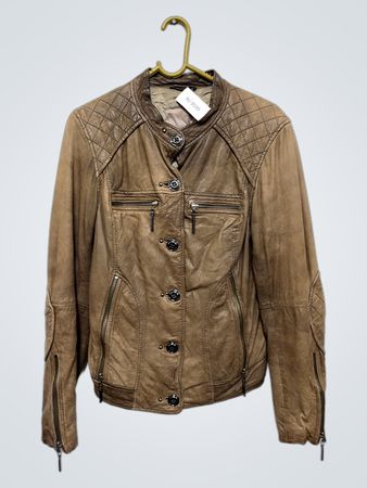 Gustav Brown Leder-Steppjacke
