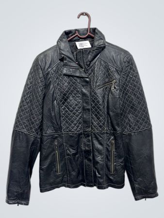 JILANI COLLECTION Schwarze gesteppte Lederjacke